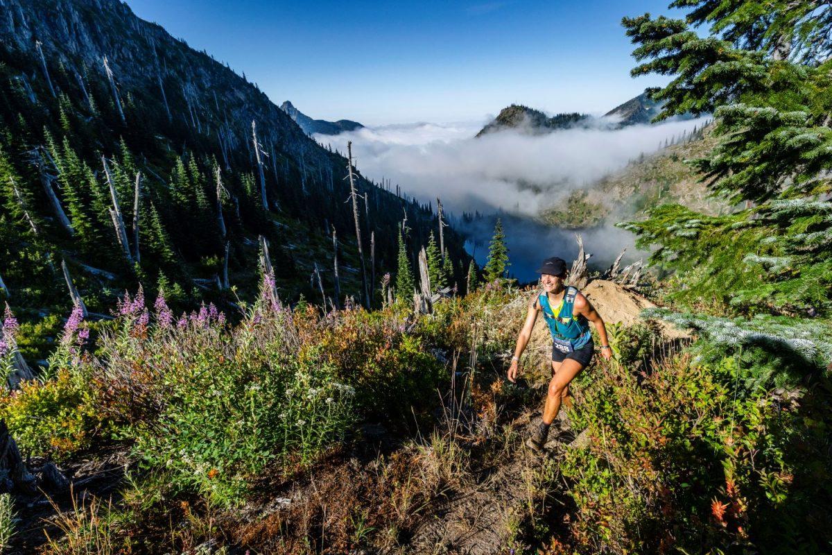 Picture of Camelia power hiking through the wilderness